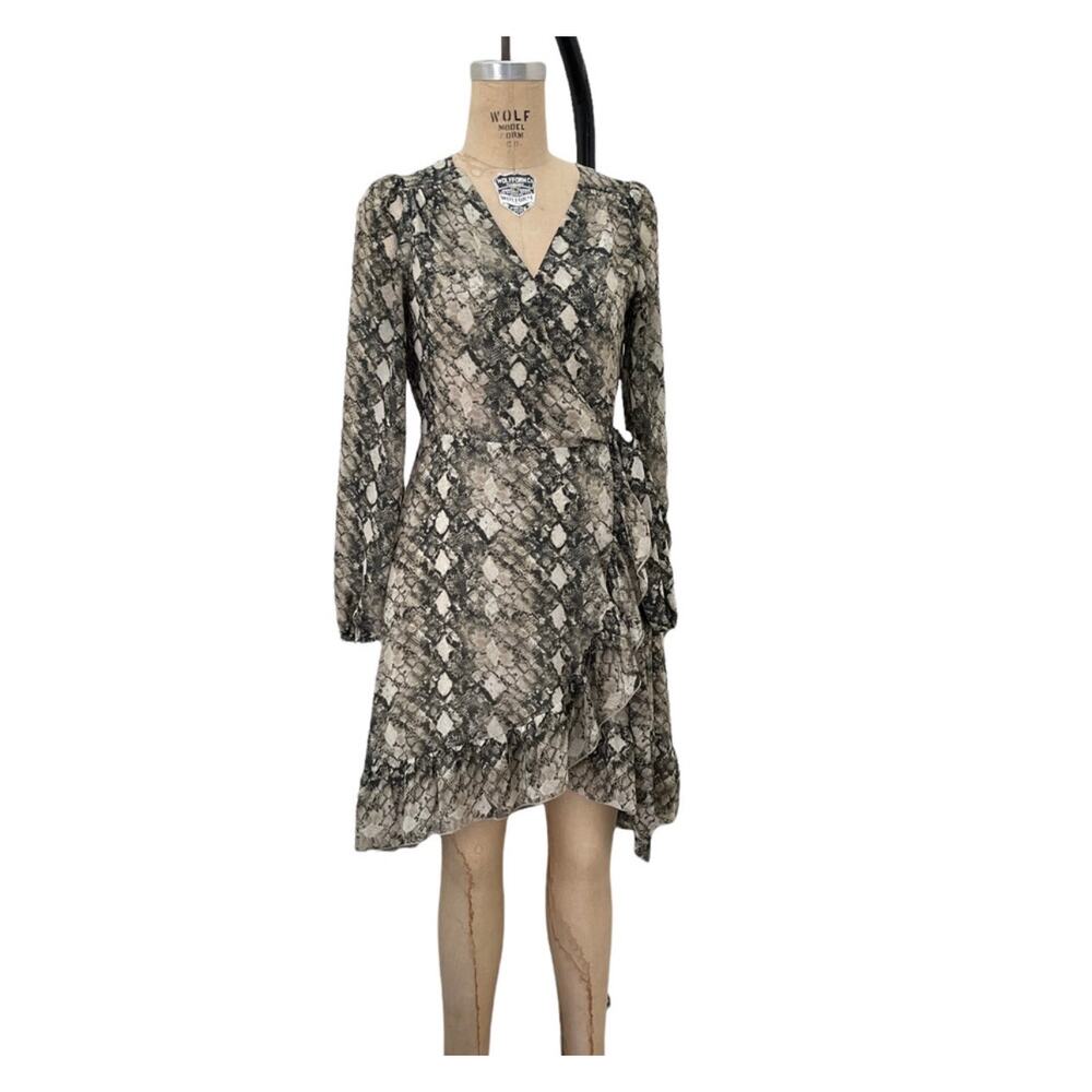 Python Leyden Print Chiffon Knee Length Flowy Wra… - image 8